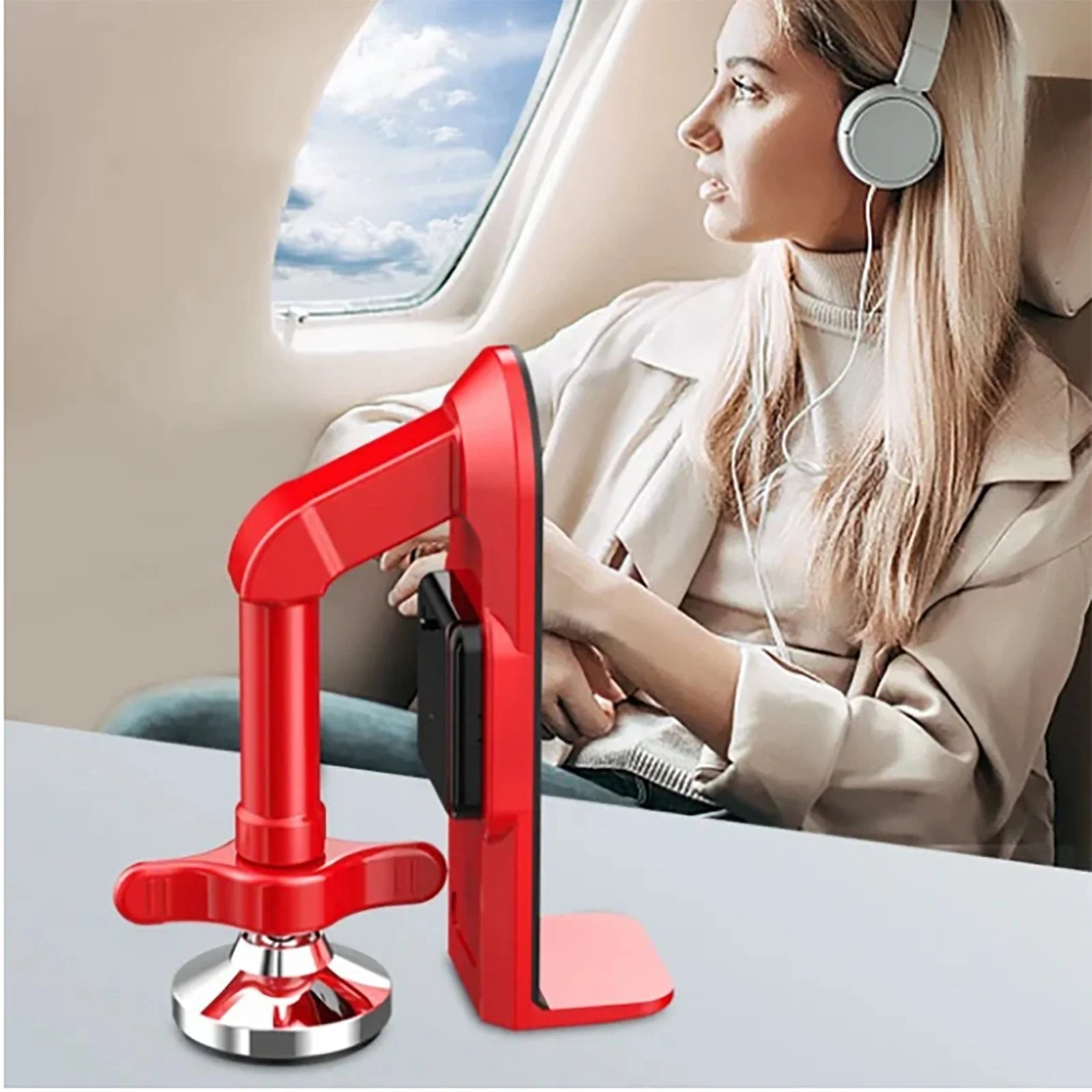 Portable Alarm Door Stopper, Anti-Theft Door Stop Alarm, Adjustable and Easy to Install, Safety Door Stopper Security for Home, Office, Apartment and Travel, Door Security Devices (Red)