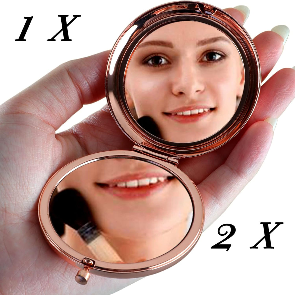 Anime Stuff for Girls Women Rose Gold Compact Cute Purse Travel Folding Hand Mirror for Birthday Christmas Thanksgiving Anime Gifts for Teen Girls