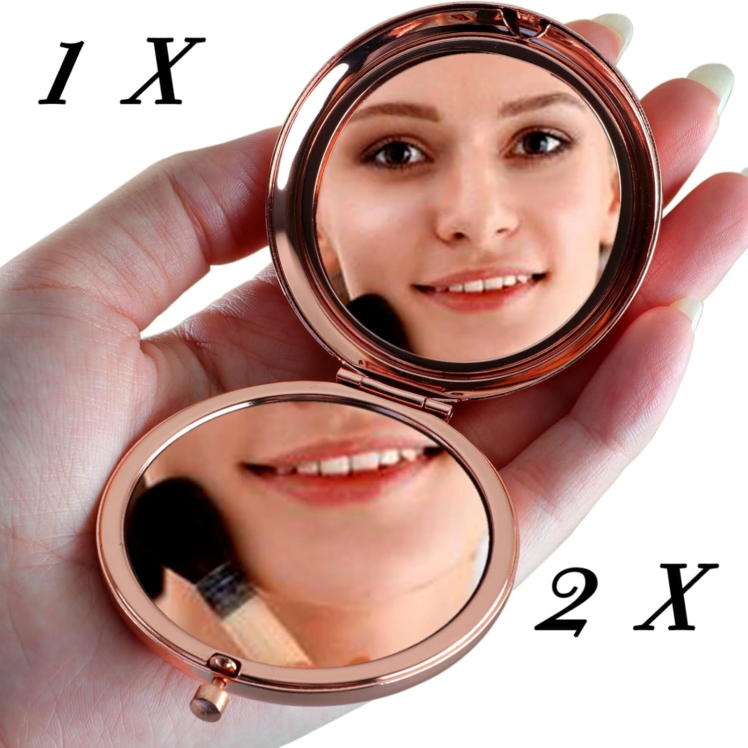 Anime Stuff for Girls Women Rose Gold Compact Cute Purse Travel Folding Hand Mirror for Birthday Christmas Thanksgiving Anime Gifts for Teen Girls