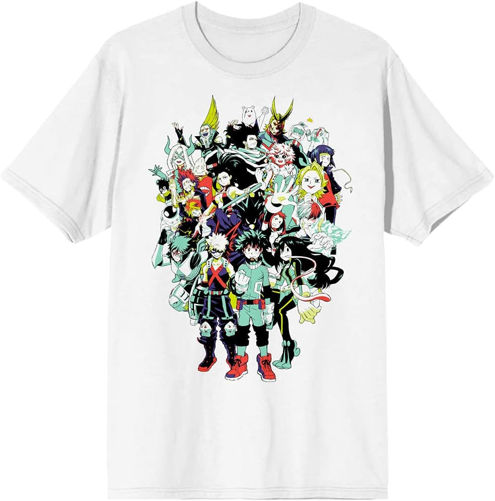 My Hero Academia Anime Characters Mens White Graphic Tee Shirt
