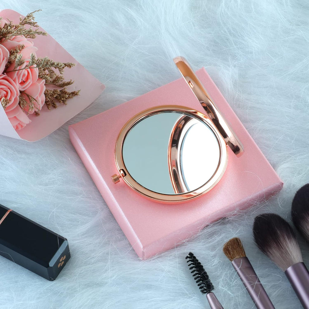 Anime Stuff for Girls Women Rose Gold Compact Cute Purse Travel Folding Hand Mirror for Birthday Christmas Thanksgiving Anime Gifts for Teen Girls