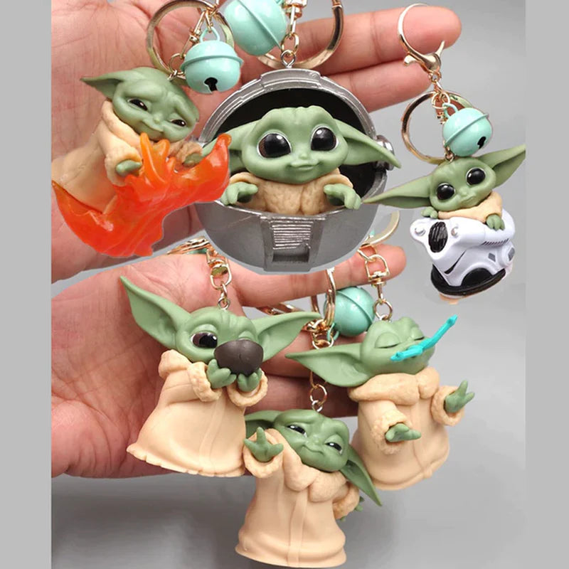 Disney Baby Yoda Keychain Yoda Model Keychain Kawaii Cartoon Pendant Keyring Anime Figure Key Chain for Kids Toy Gift