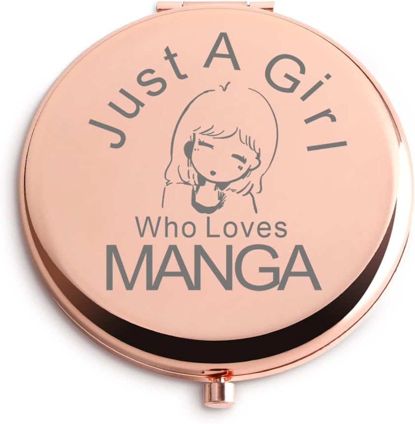 Anime Stuff for Girls Women Rose Gold Compact Cute Purse Travel Folding Hand Mirror for Birthday Christmas Thanksgiving Anime Gifts for Teen Girls